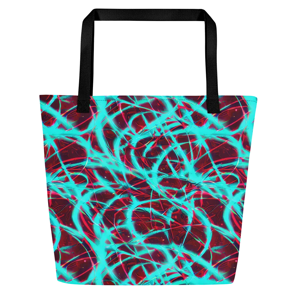 Turquoise Mayhem on Large Tote Bag W/ Pocket — Front