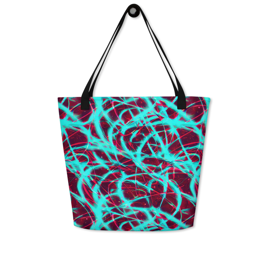 Turquoise Mayhem on Large Tote Bag W/ Pocket — Front