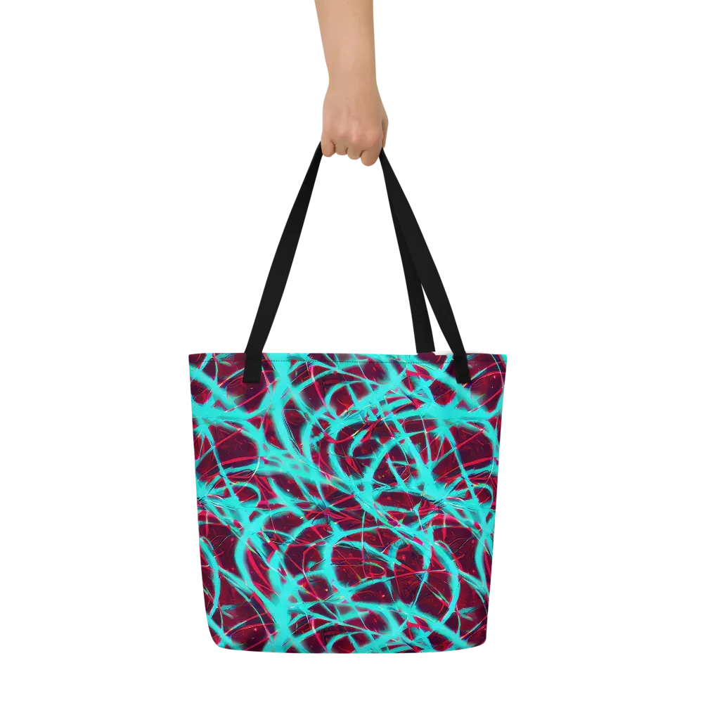 Turquoise Mayhem on Large Tote Bag W/ Pocket — Front