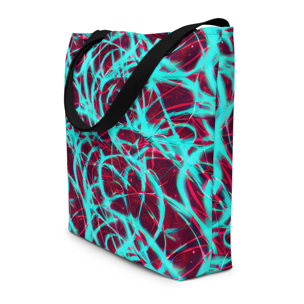 Turquoise Mayhem on Large Tote Bag W/ Pocket — Front
