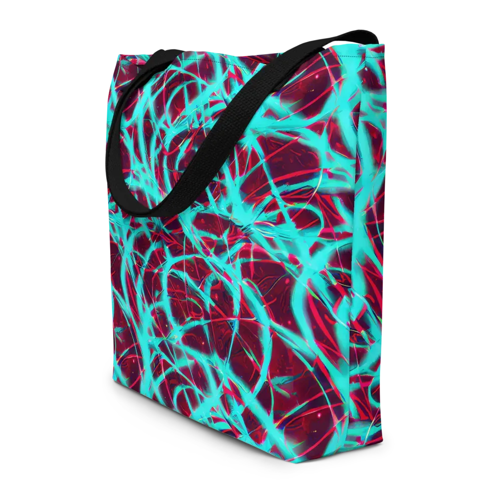 Turquoise Mayhem on Large Tote Bag W/ Pocket — Front