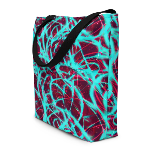 Turquoise Mayhem on a Large Tote Bag W/ Pocket