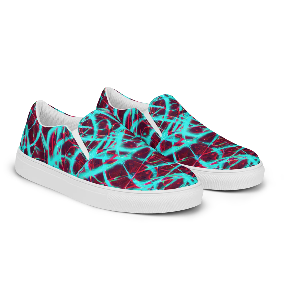 Turquoise Mayhem on Women's Slip-On Canvas Shoes — Right Front