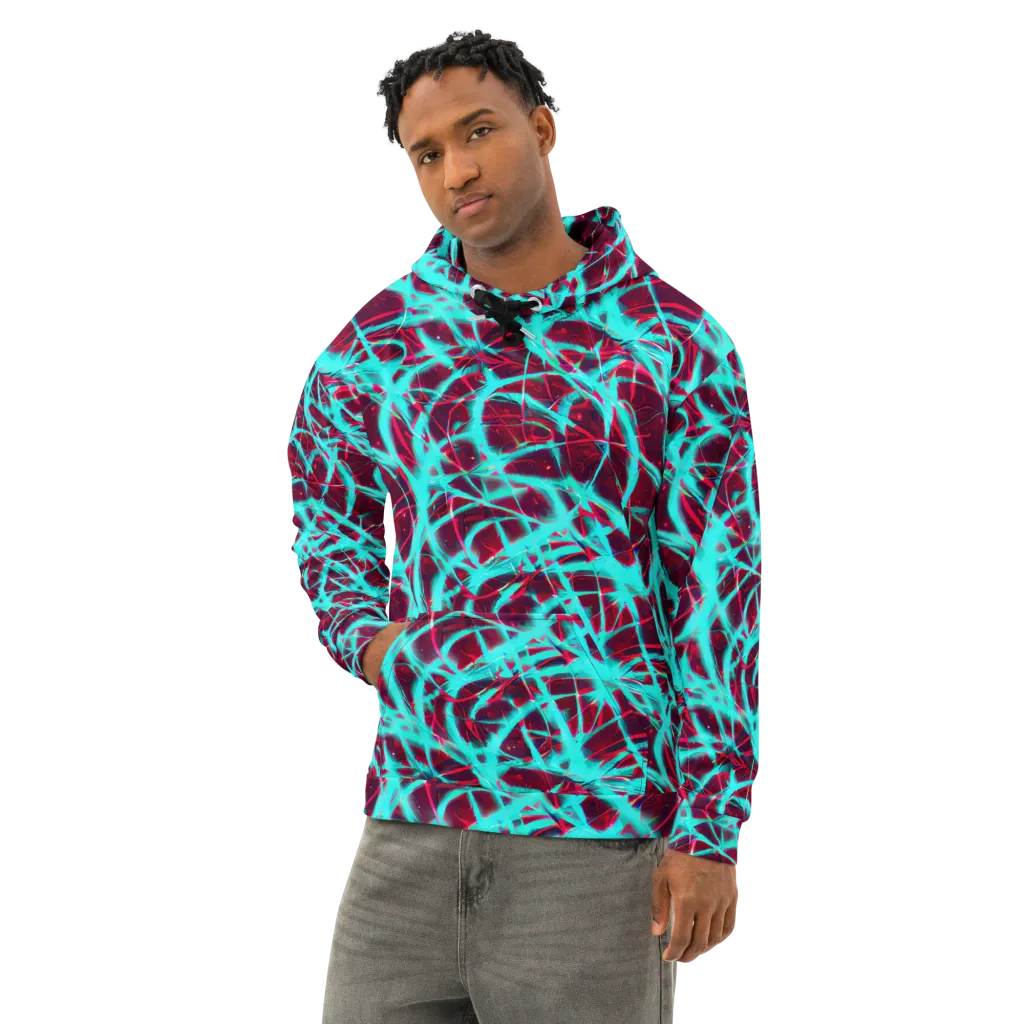 Turquoise Mayhem on Cotton Hoodie — Left Front