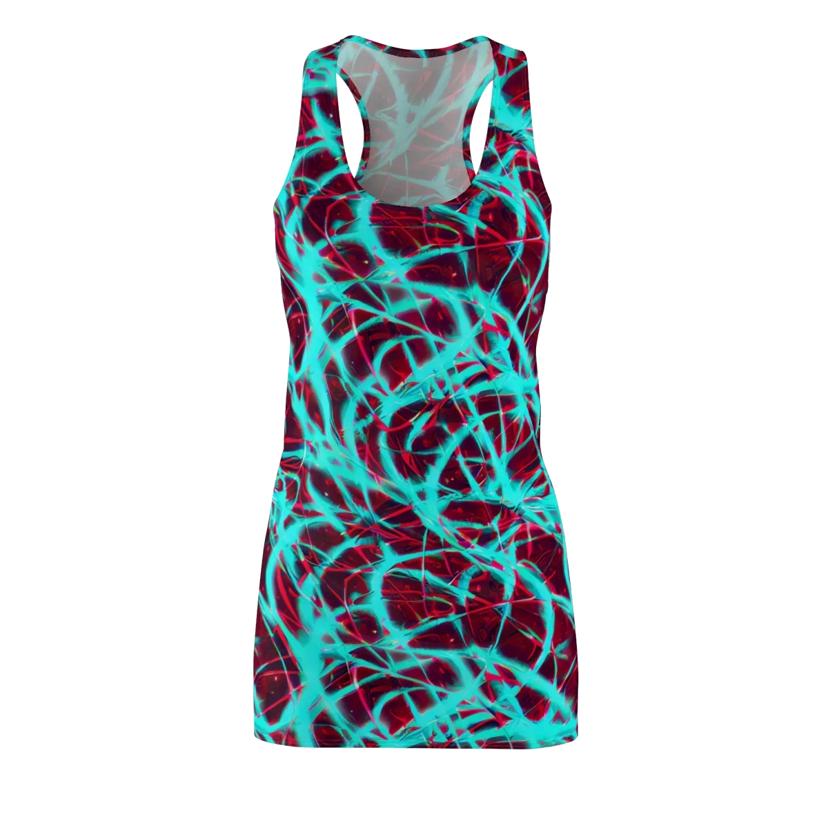 Turquoise Mayhem on Racerback Dress — Front