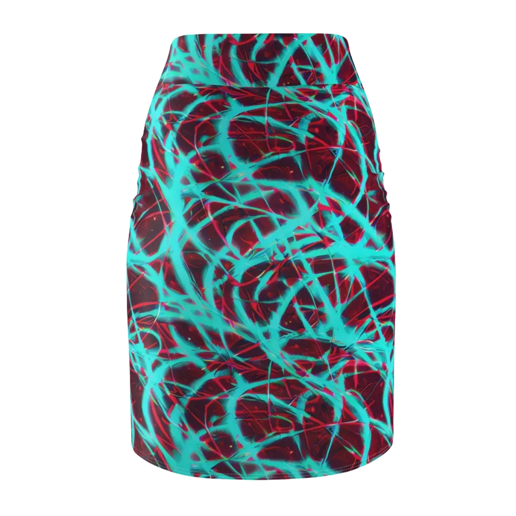 Turquoise Mayhem on Pencil Skirt — Back