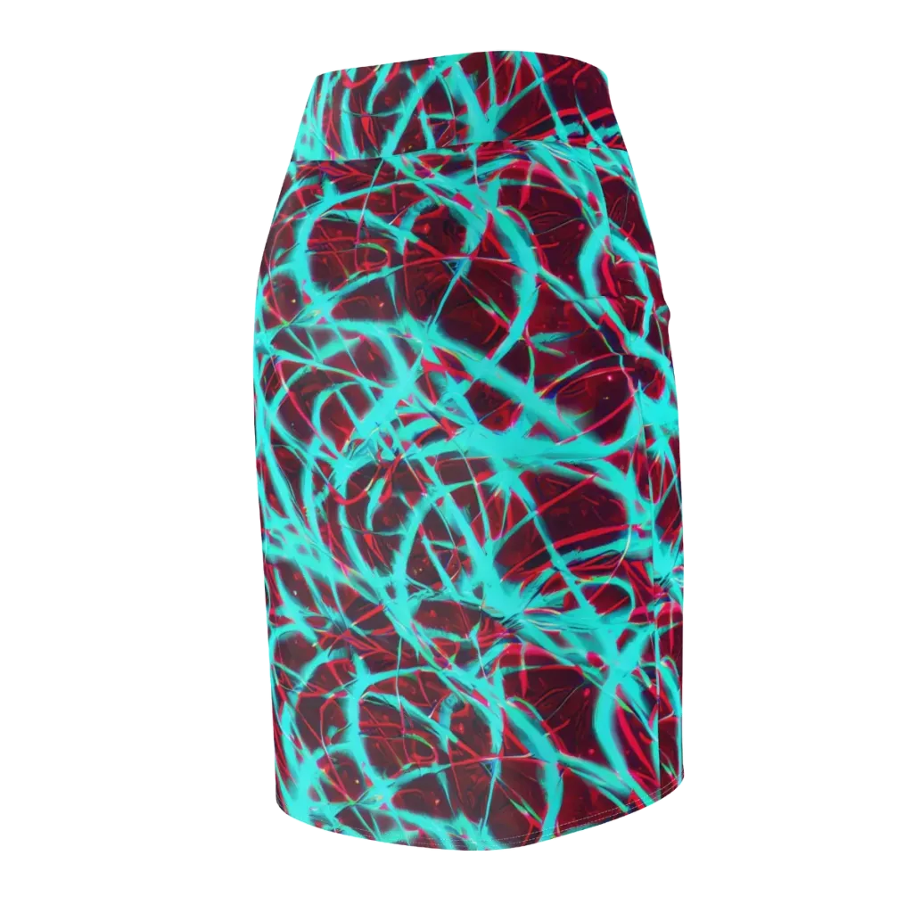 Turquoise Mayhem on Pencil Skirt — Back Side