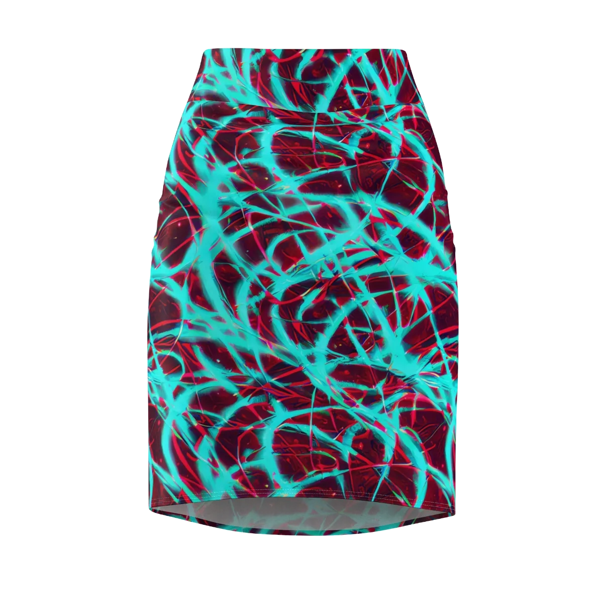 Turquoise Mayhem on Pencil Skirt — Front