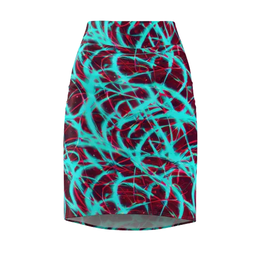 Turquoise Mayhem on a Pencil Skirt