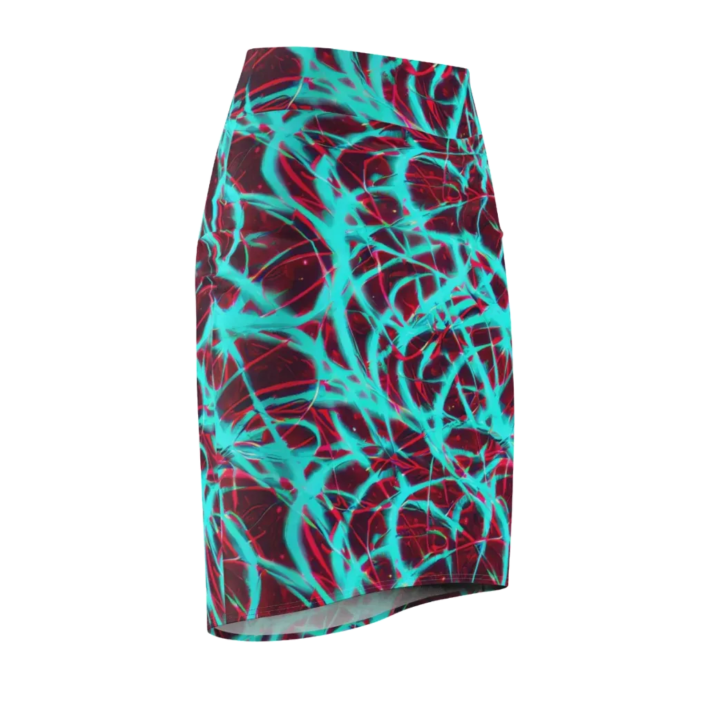 Turquoise Mayhem on Pencil Skirt — Front Side