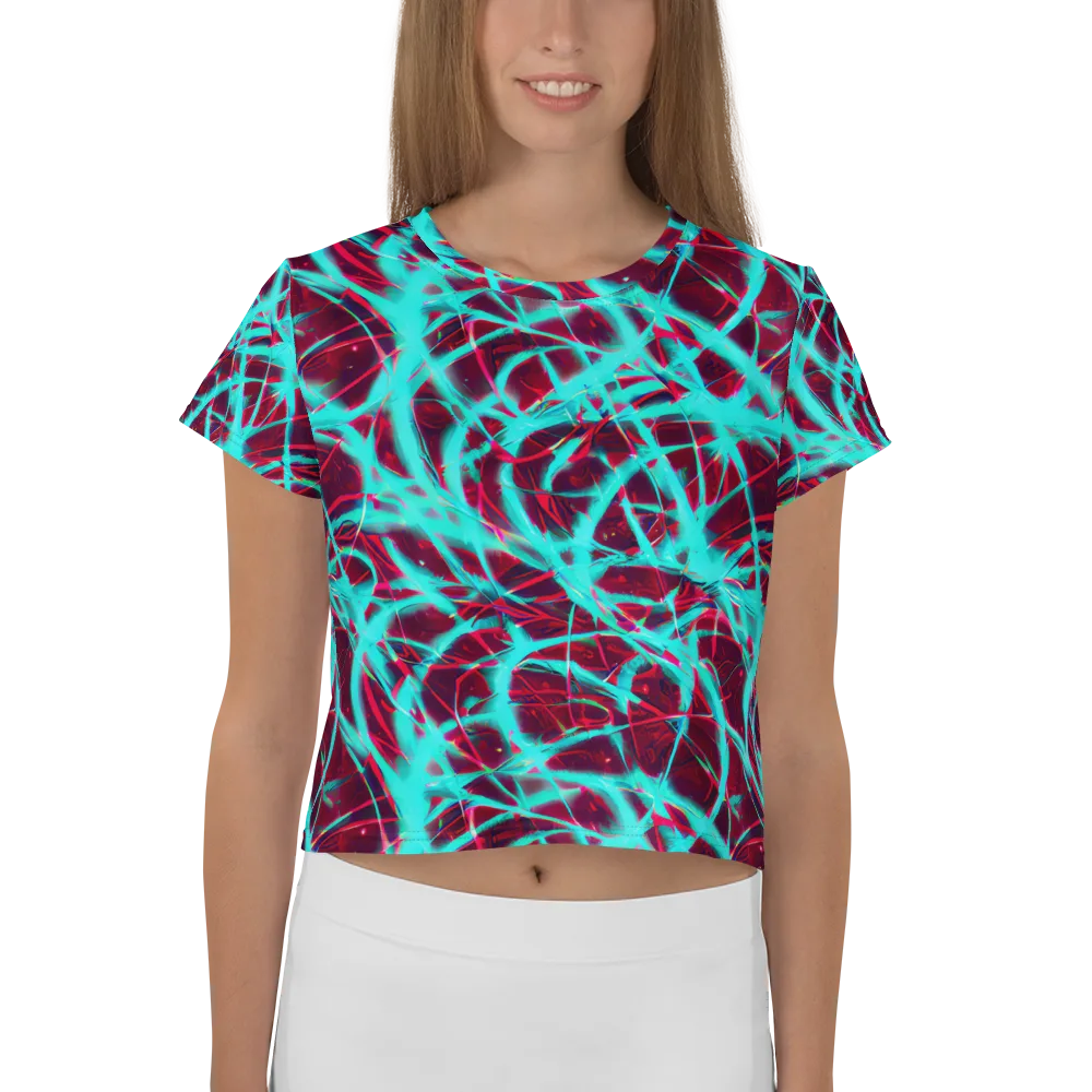 Turquoise Mayhem on Crop Tee — Front