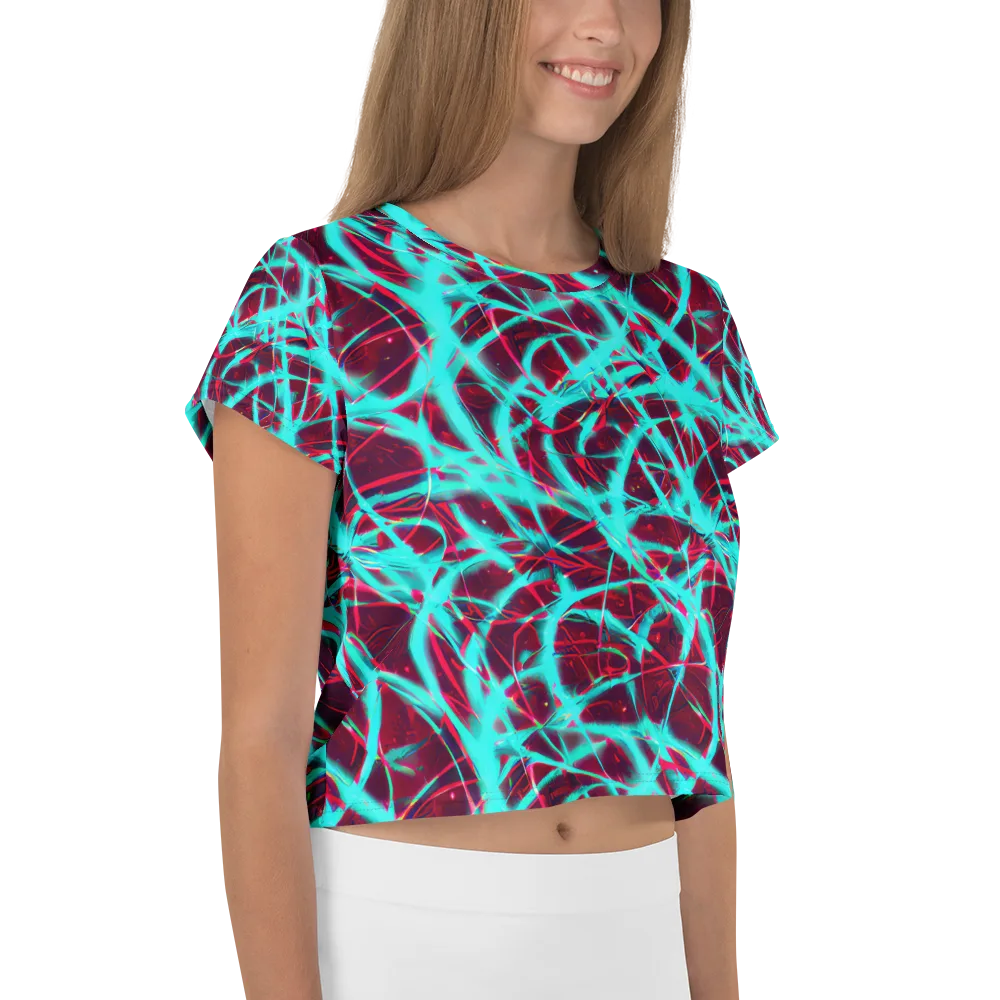 Turquoise Mayhem on Crop Tee — Right