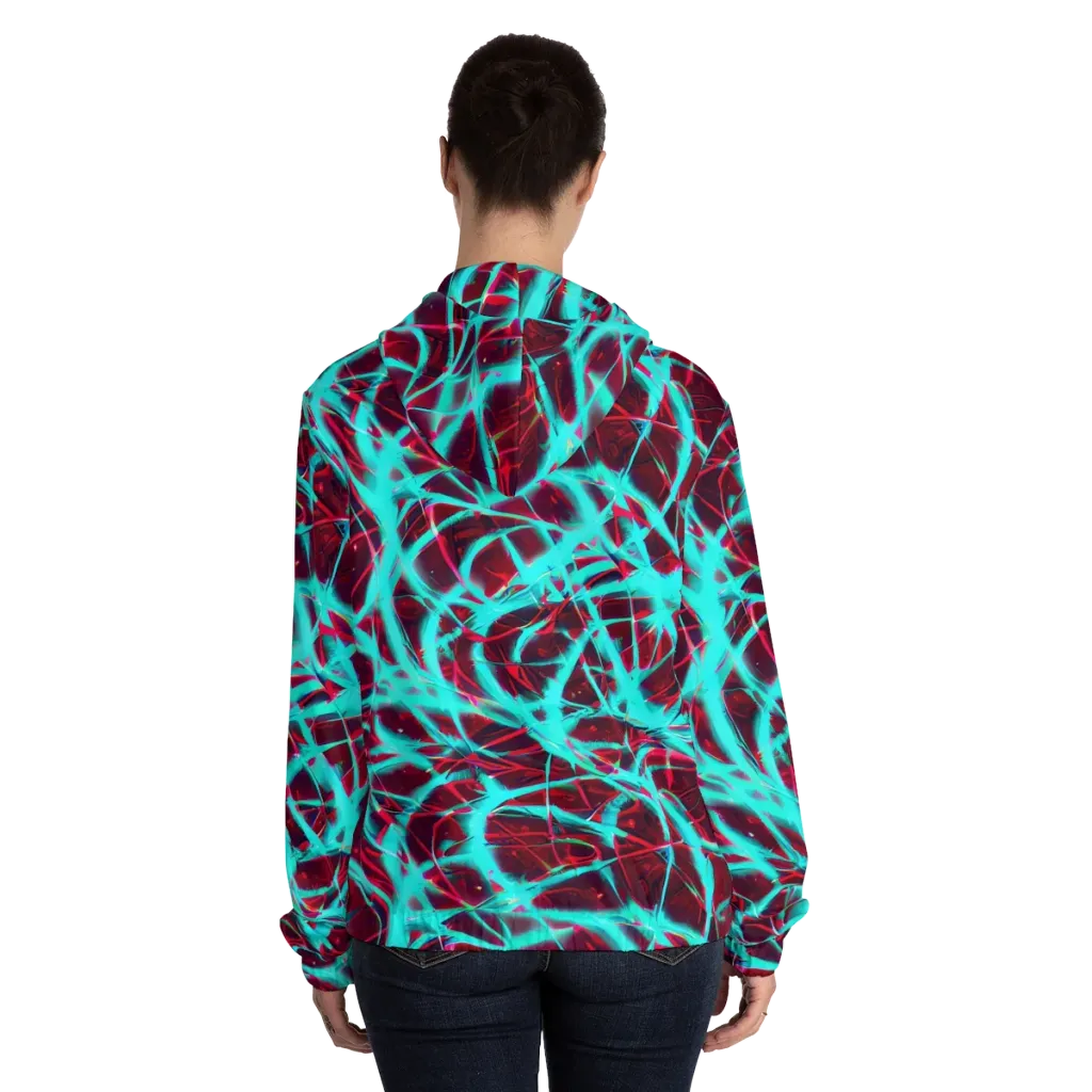 Turquoise Mayhem on Women's Full-Zip Hoodie — Back On Person