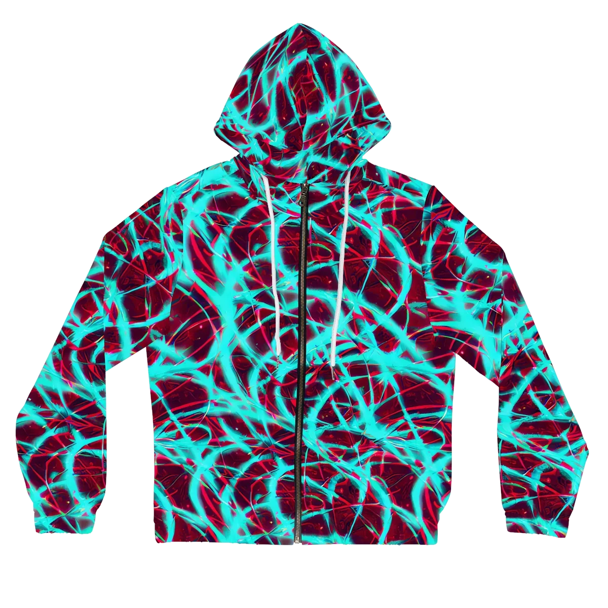 Turquoise Mayhem on Women's Full-Zip Hoodie — Front