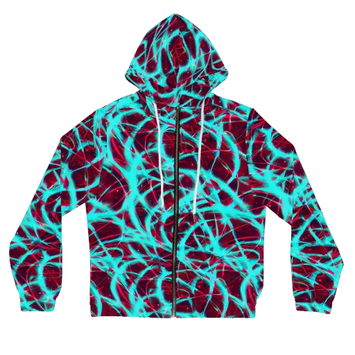 Turquoise Mayhem on a Women's Full-Zip Hoodie