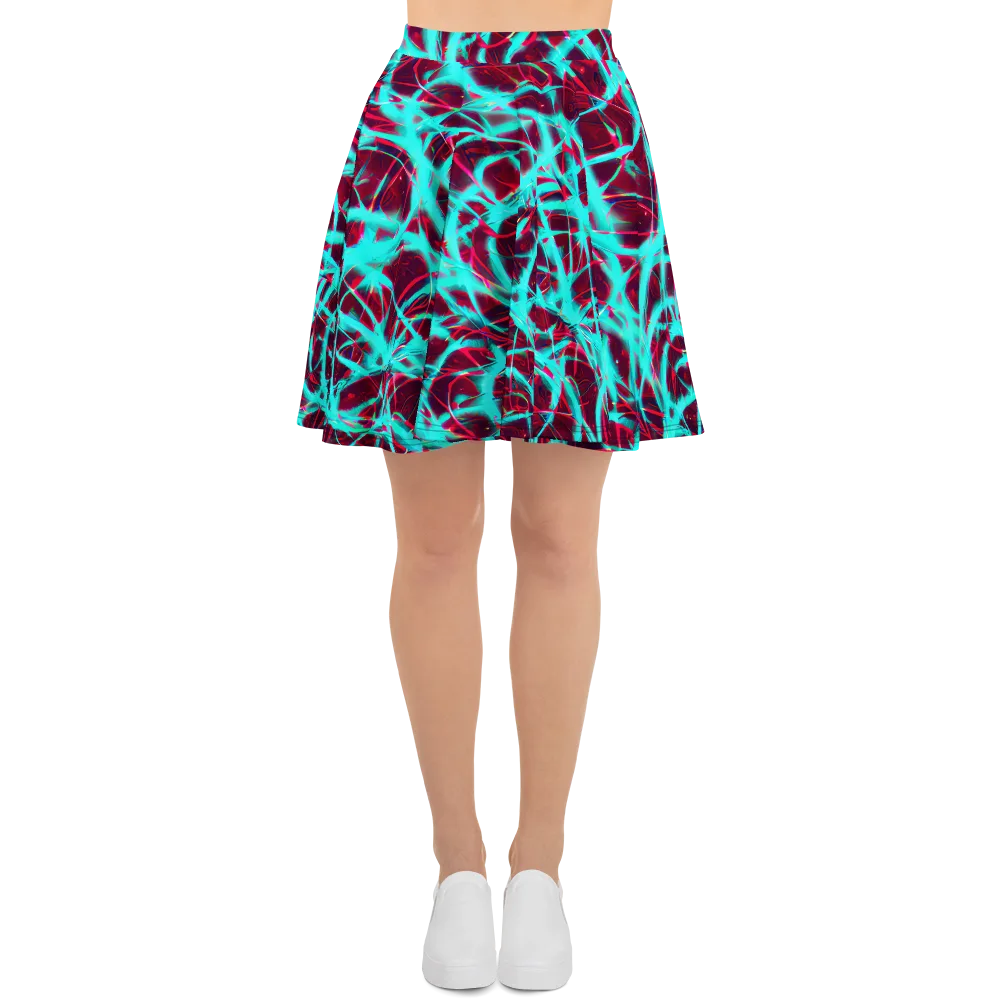 Turquoise Mayhem on Skater Skirt — Front
