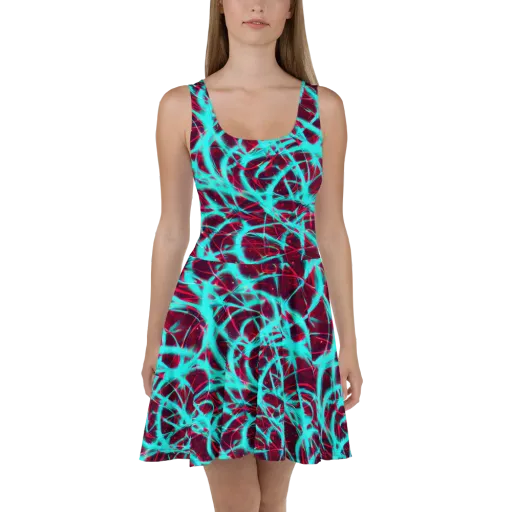 Turquoise Mayhem on a Skater Dress