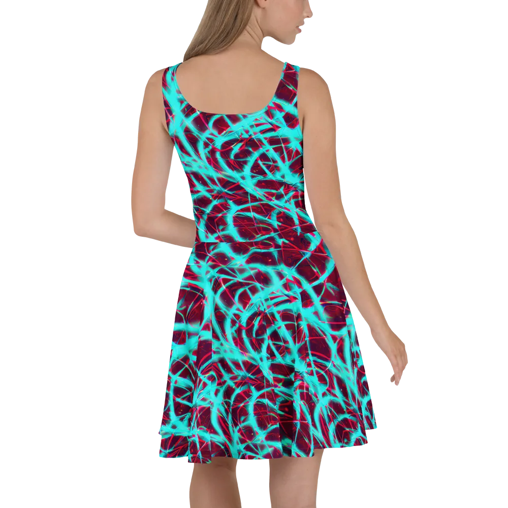 Turquoise Mayhem on Skater Dress — Back