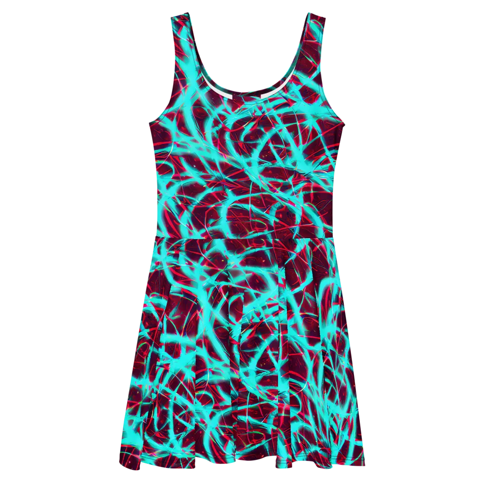 Turquoise Mayhem on Skater Dress — Front