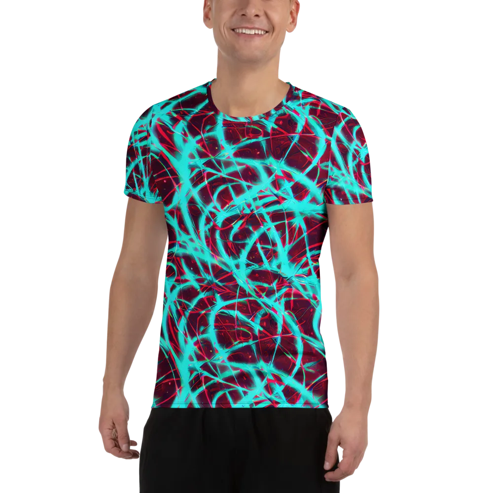 Turquoise Mayhem on Men's Athletic T-Shirt — Front