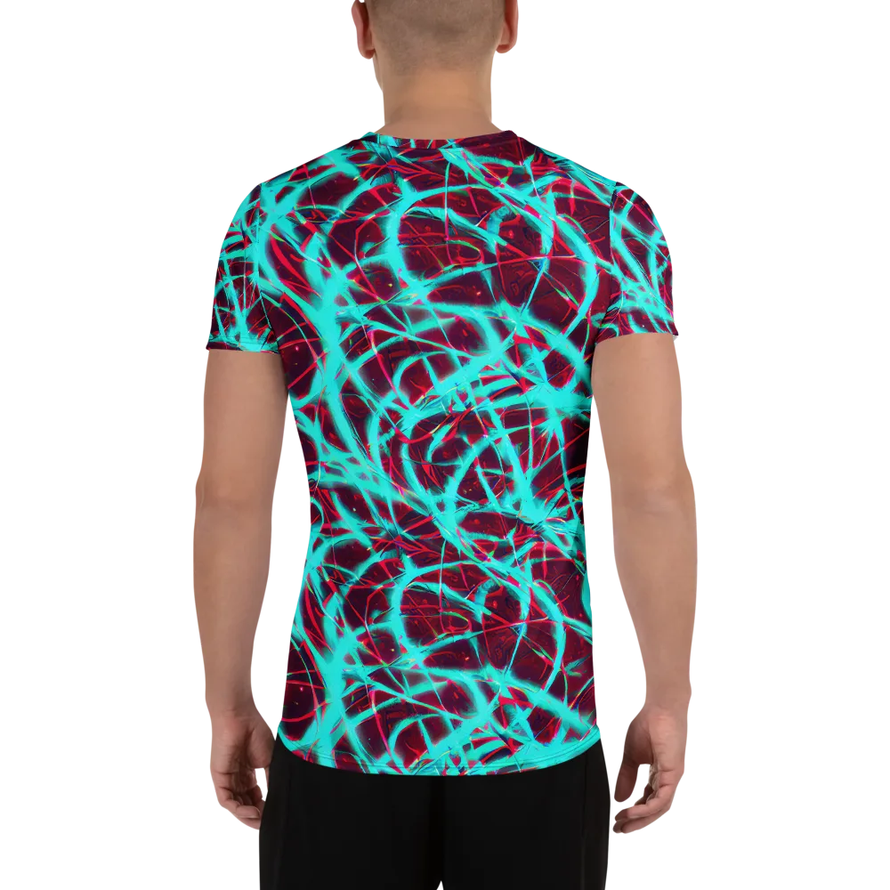 Turquoise Mayhem on Men's Athletic T-Shirt — Back