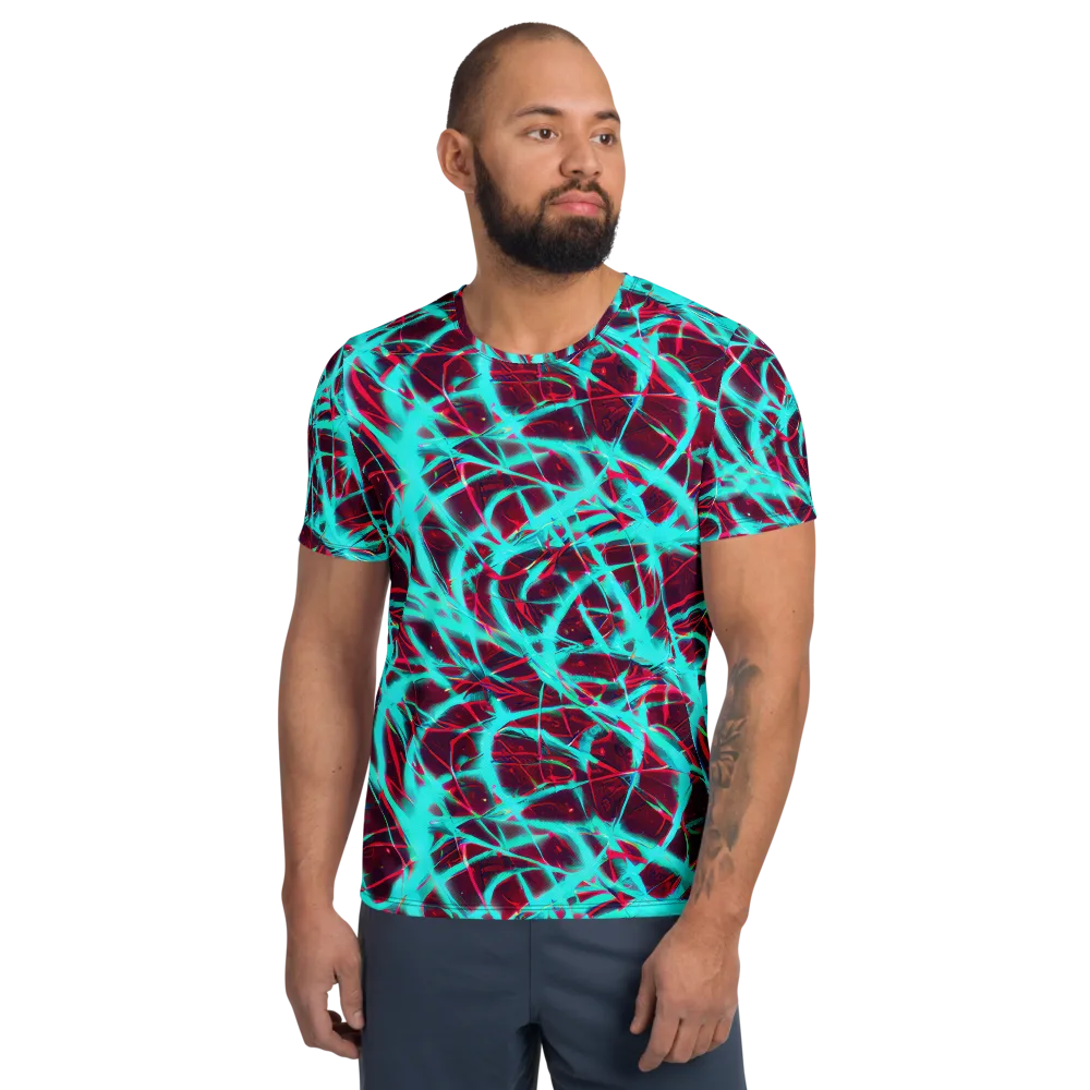 Turquoise Mayhem on Men's Athletic T-Shirt — Front