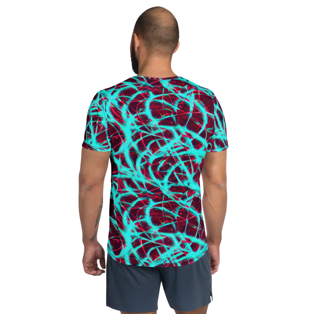 Turquoise Mayhem on Men's Athletic T-Shirt — Back
