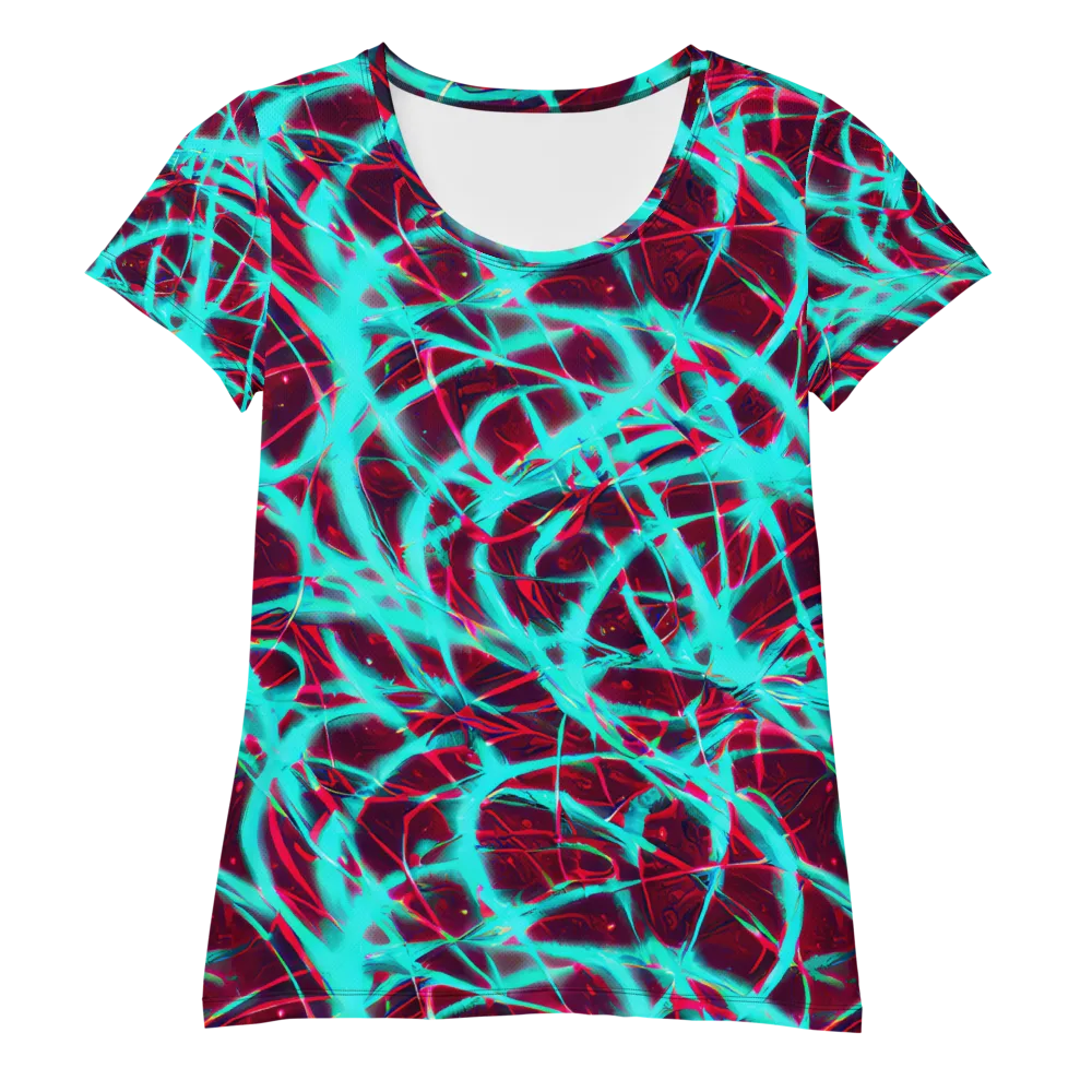 Turquoise Mayhem on Women's Athletic T-Shirt — Front