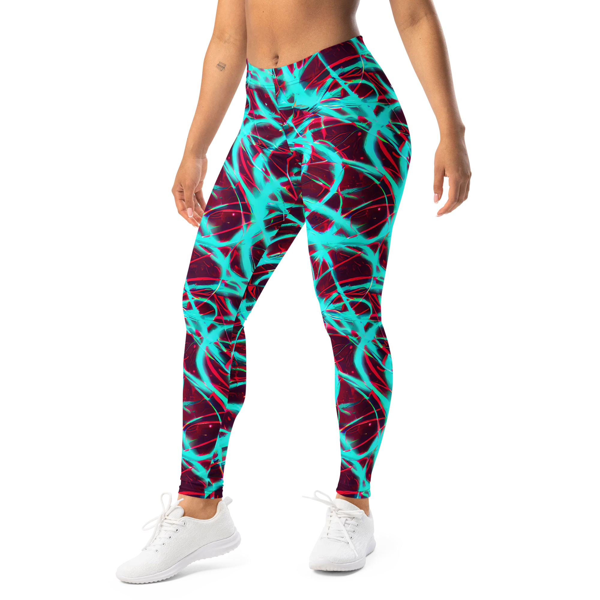 Turquoise Mayhem on Leggings — Left Front