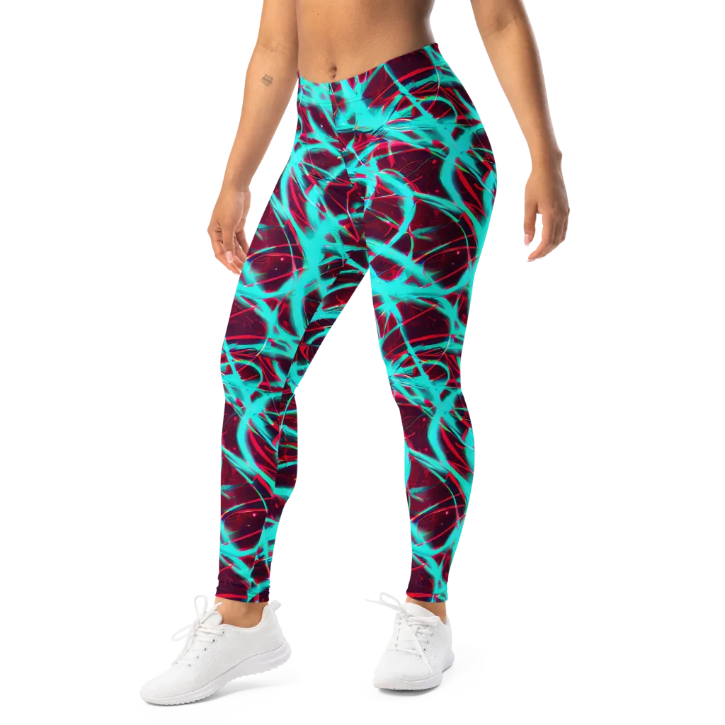 Turquoise Mayhem on Leggings — Left Front