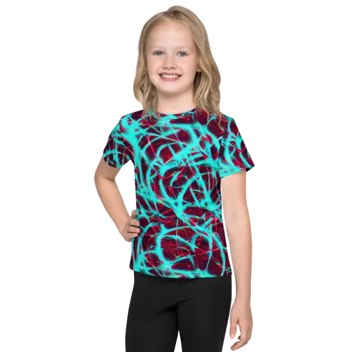 Turquoise Mayhem on a Kids Crew Neck T-Shirt