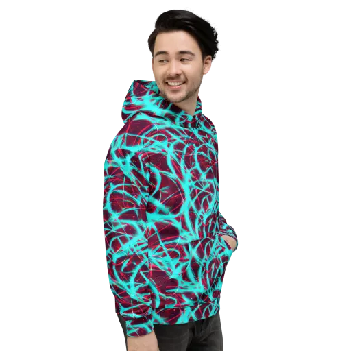 Turquoise Mayhem on a Hoodie