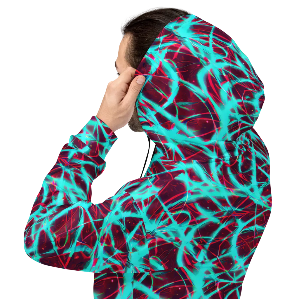 Turquoise Mayhem on Hoodie — Back