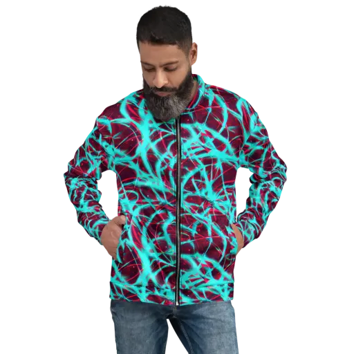 Turquoise Mayhem on a Bomber Jacket