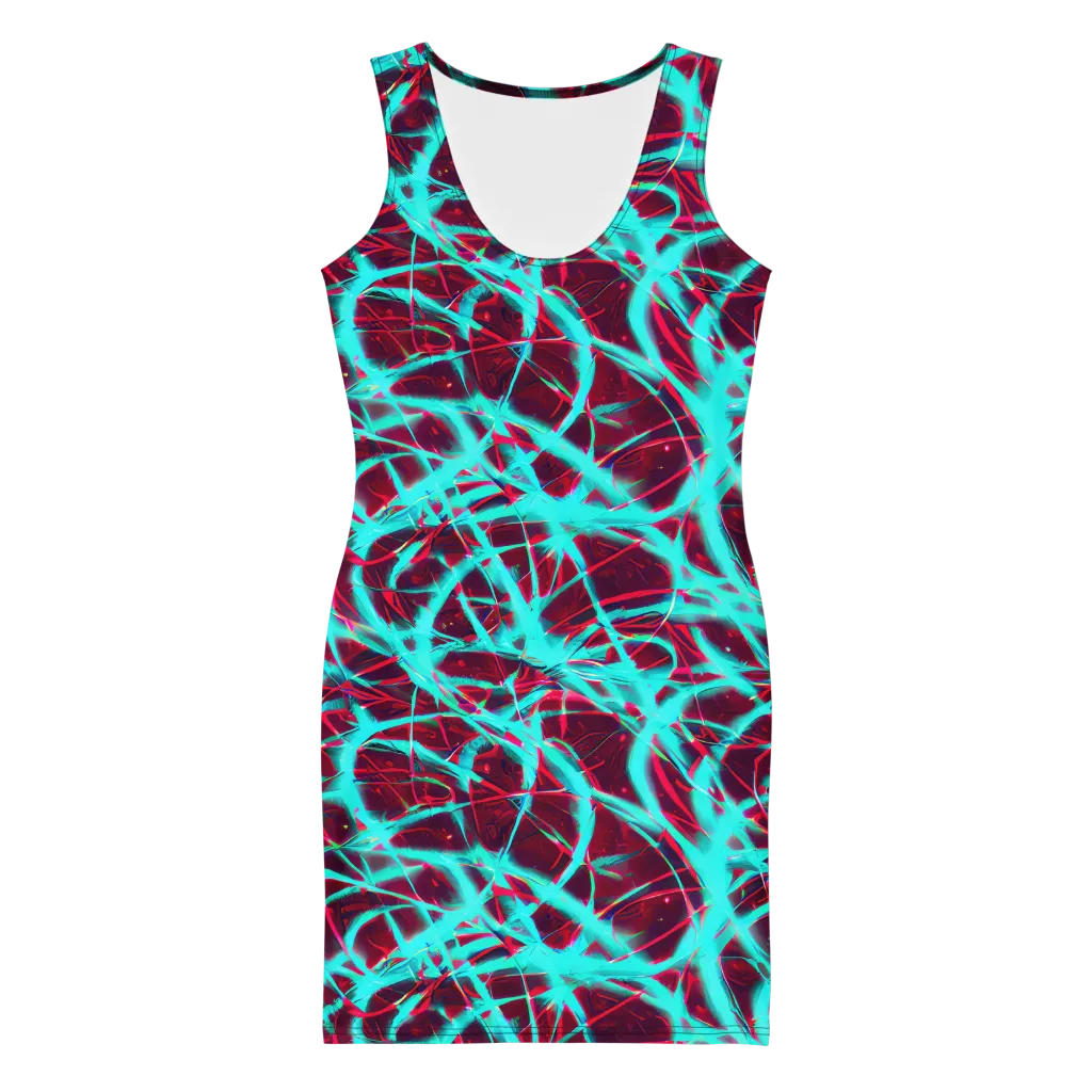 Turquoise Mayhem on Bodycon Dress — Front
