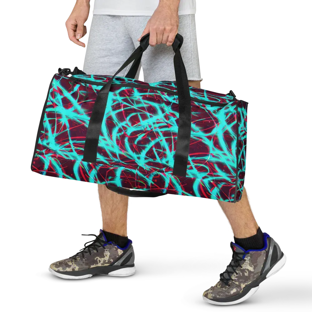 Turquoise Mayhem on Duffle Bag — Front