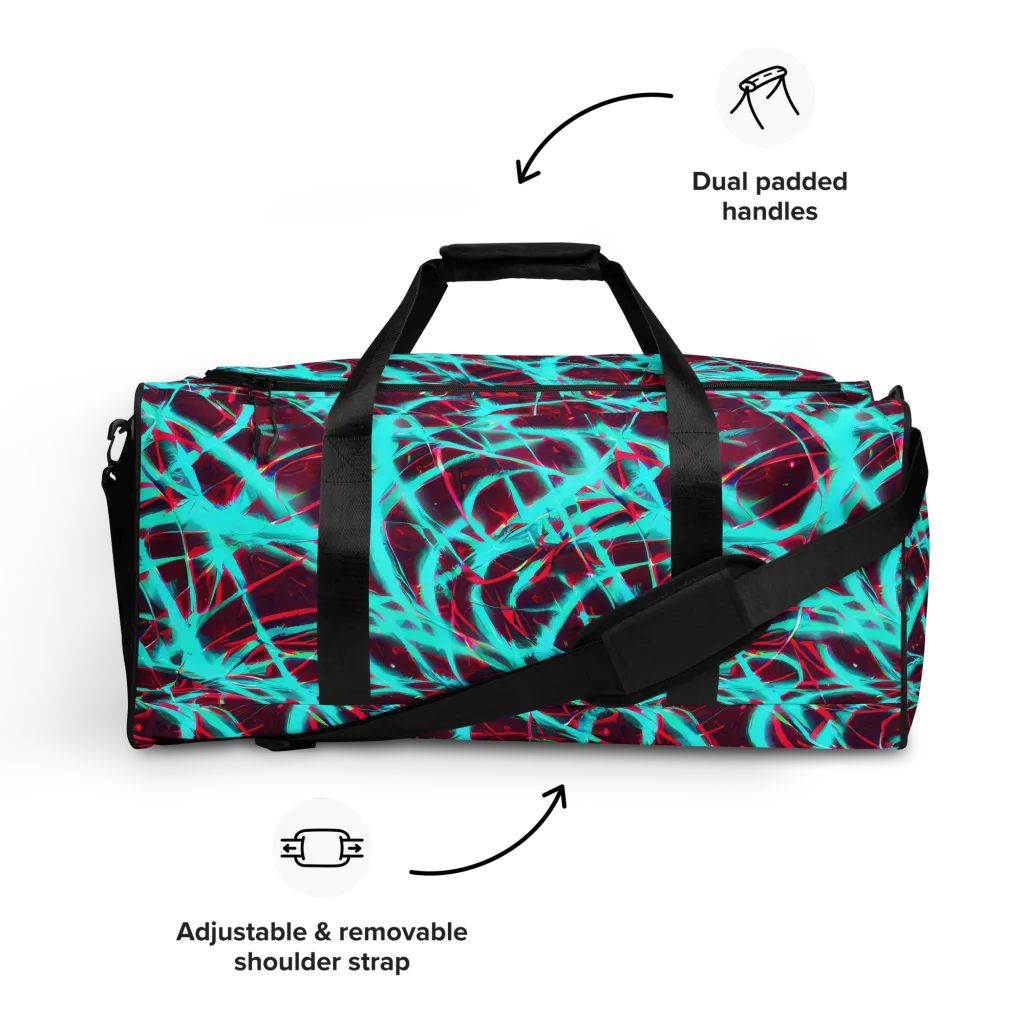 Turquoise Mayhem on Duffle Bag — Front