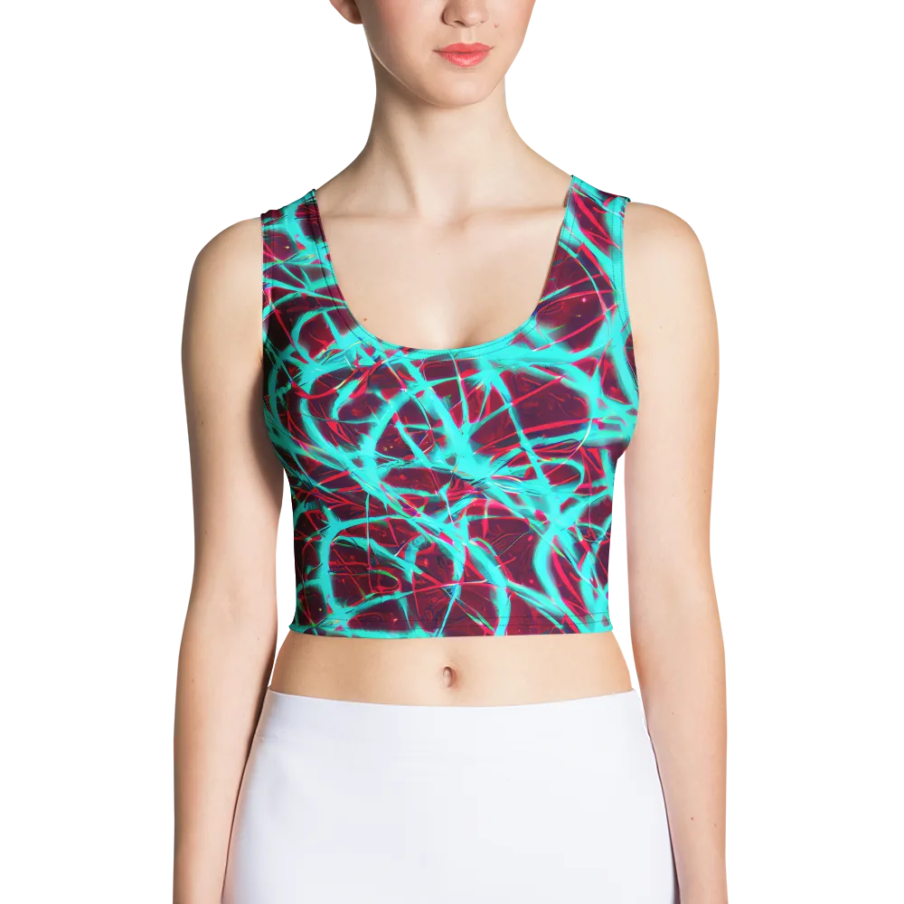 Turquoise Mayhem on Crop Top — Front