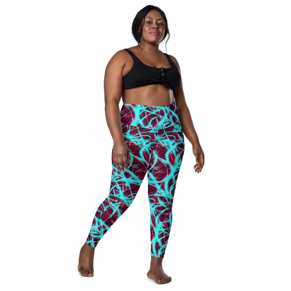 Turquoise Mayhem on Leggings with Pockets — Front