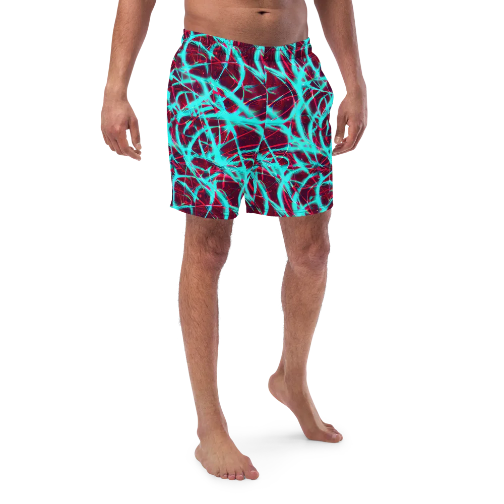 Turquoise Mayhem on Swim Trunks — Front