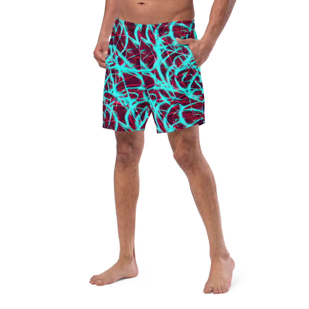 Turquoise Mayhem on Swim Trunks — Left Front