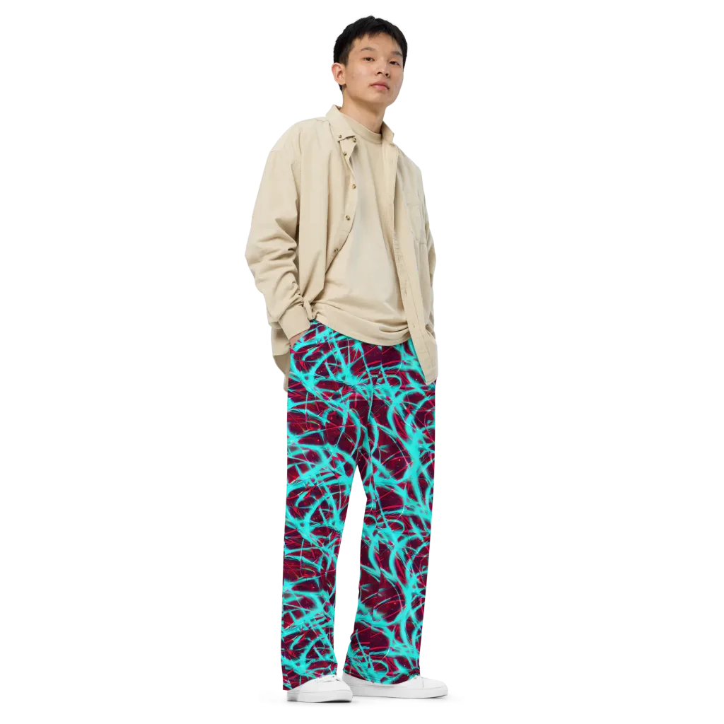 Turquoise Mayhem on Wide-Leg Pants — Right Front