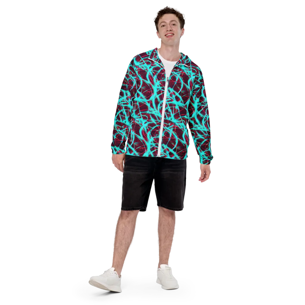 Turquoise Mayhem on Men's Windbreaker — Front