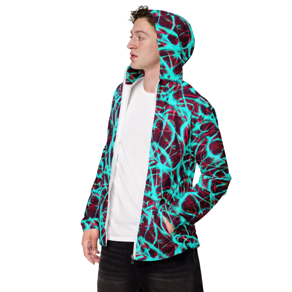 Turquoise Mayhem on Men's Windbreaker — Left Front