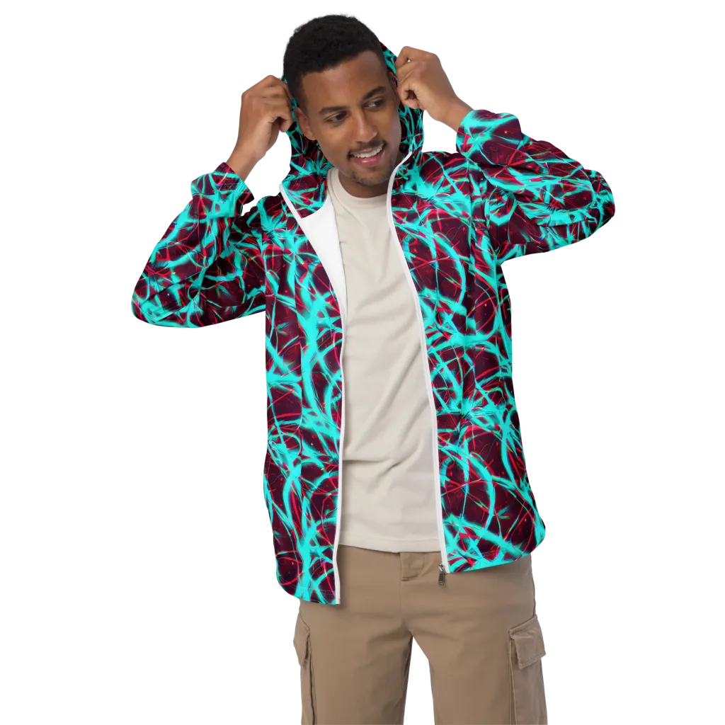 Turquoise Mayhem on Men's Windbreaker — Front