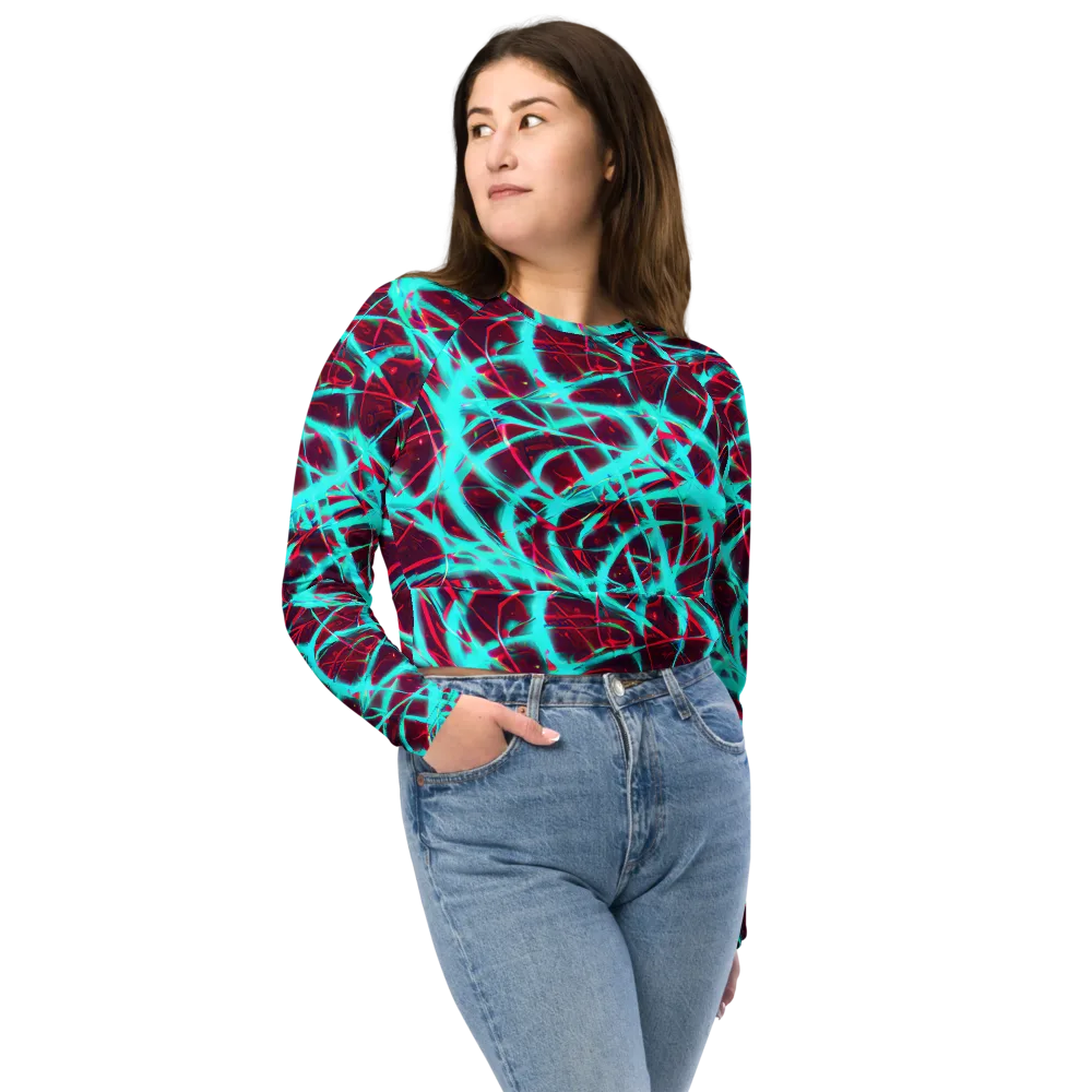 Turquoise Mayhem on Long Sleeve Crop Top — Front
