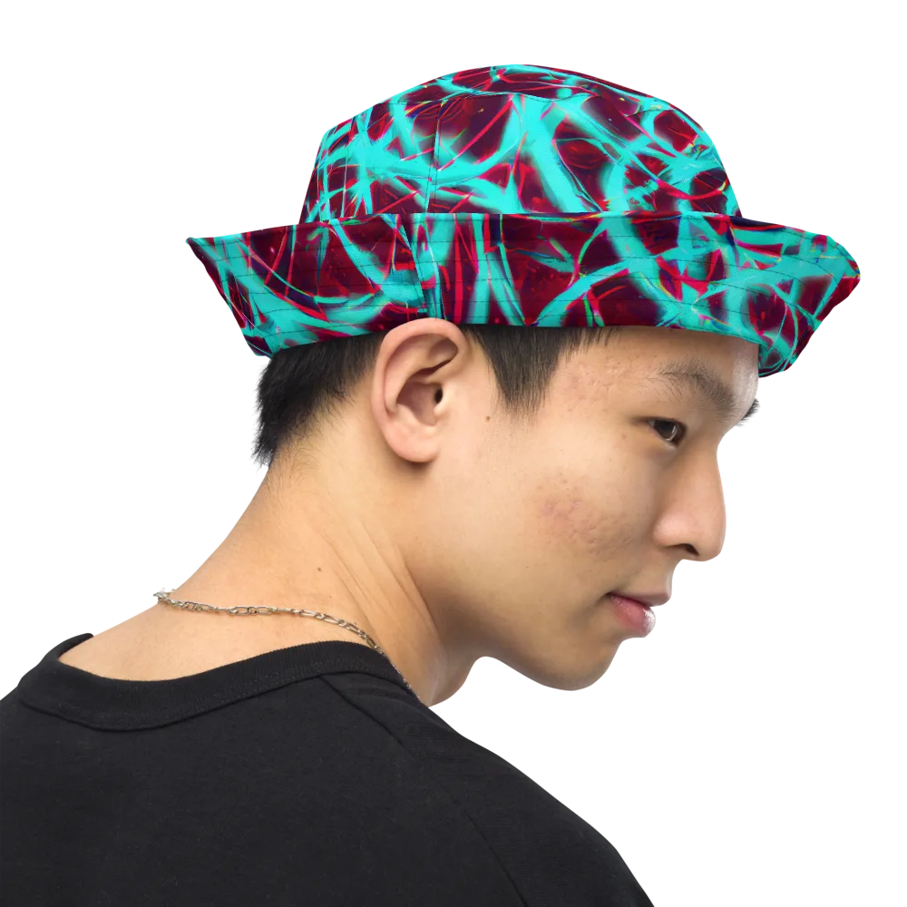 Turquoise Mayhem on Reversible Bucket Hat — Right Outside