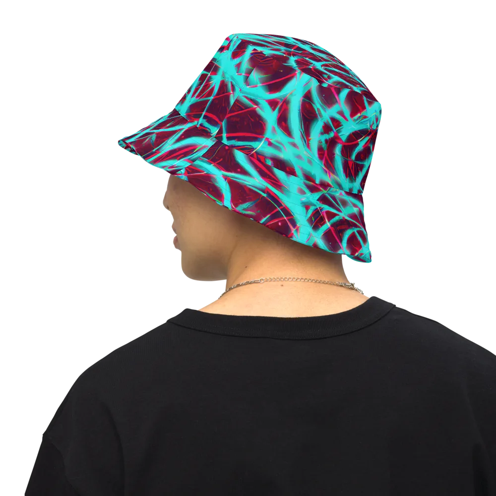 Turquoise Mayhem on Reversible Bucket Hat — Back Inside