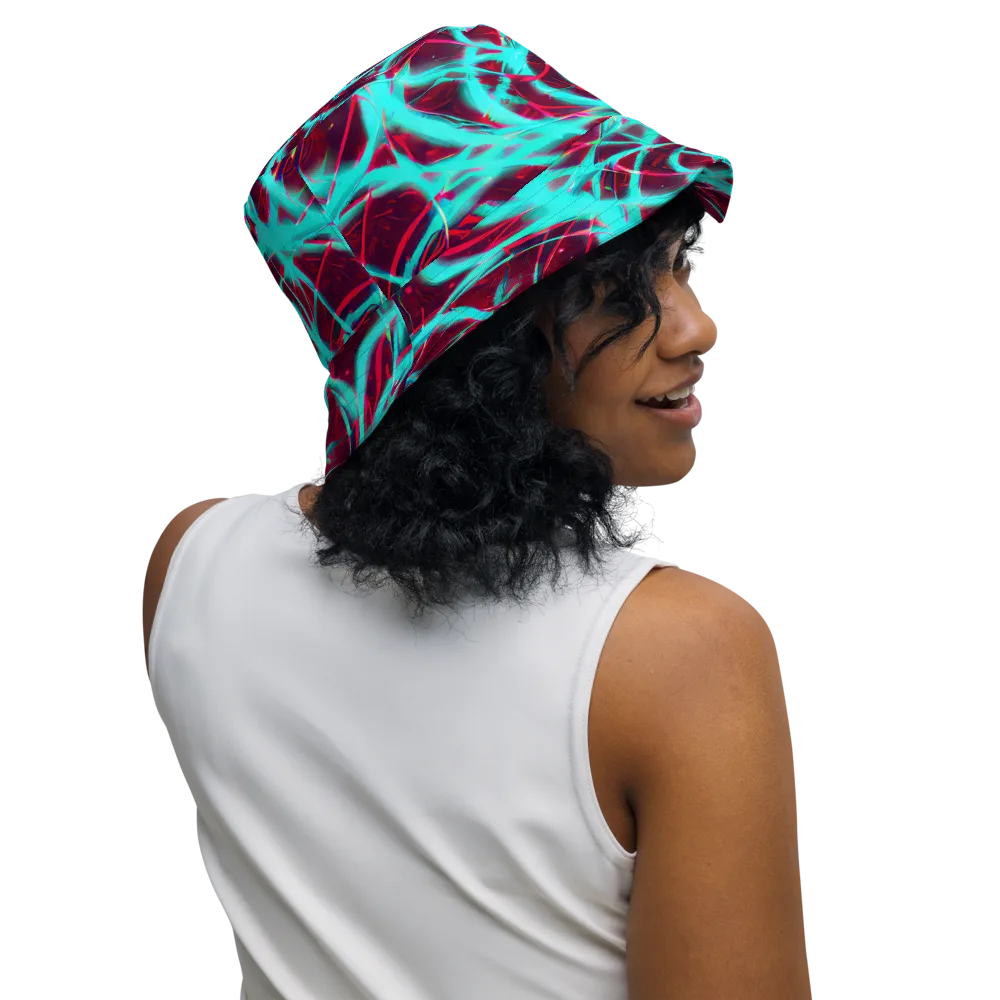Turquoise Mayhem on Reversible Bucket Hat — Right Outside