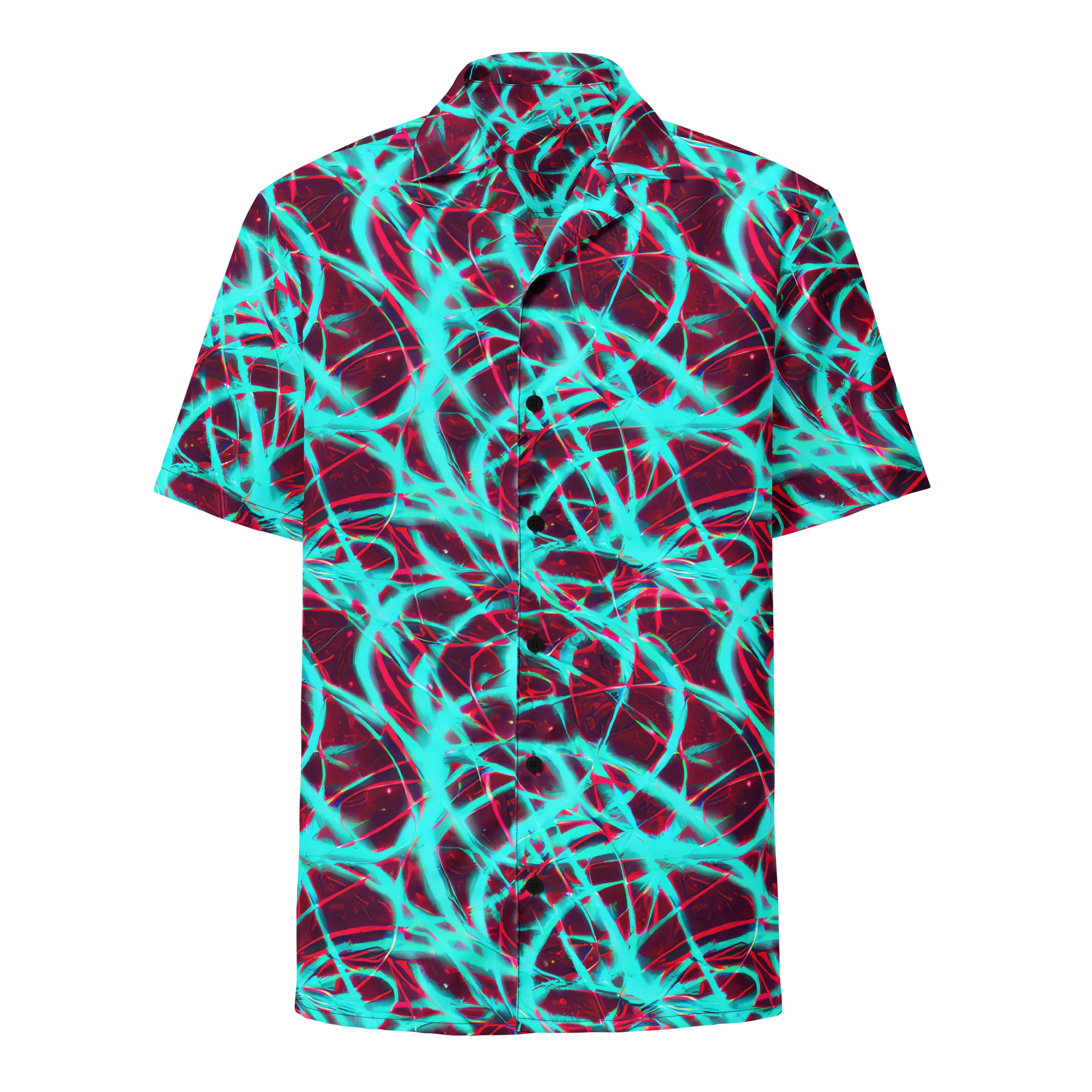 Turquoise Mayhem on Button Shirt — Front